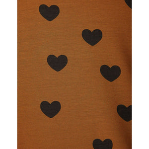 Mini Rodini  Basic Tencel Heart Print Short Sleeve Tee Brown