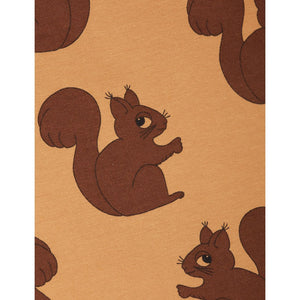 Mini Rodini Organic Cotton All Over Squirrel Print Short Sleeve Tee Brown