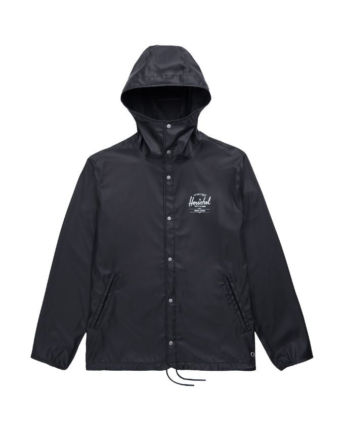 Herschel Supply Rainwear Hooded Coach Jacket  Black / White Logo