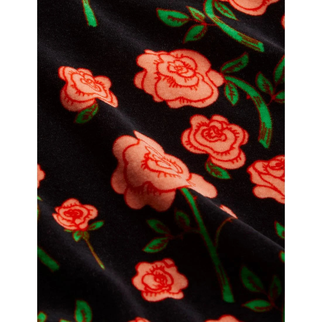 Mini Rodini Roses Velour Long Sleeve Dress Black