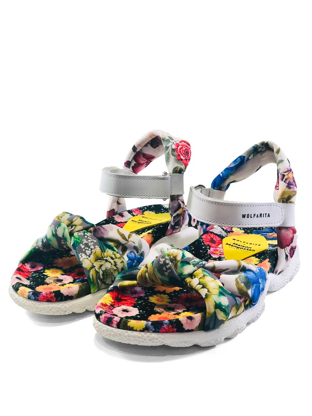 Wolf and Rita Abacate Flowers Velcro Sandals