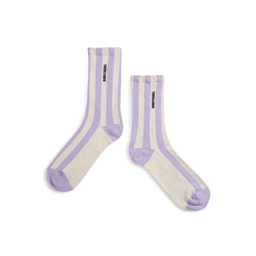 Bobo Choses Adults Stripe Long Socks 2 pack Yellow and Lillac