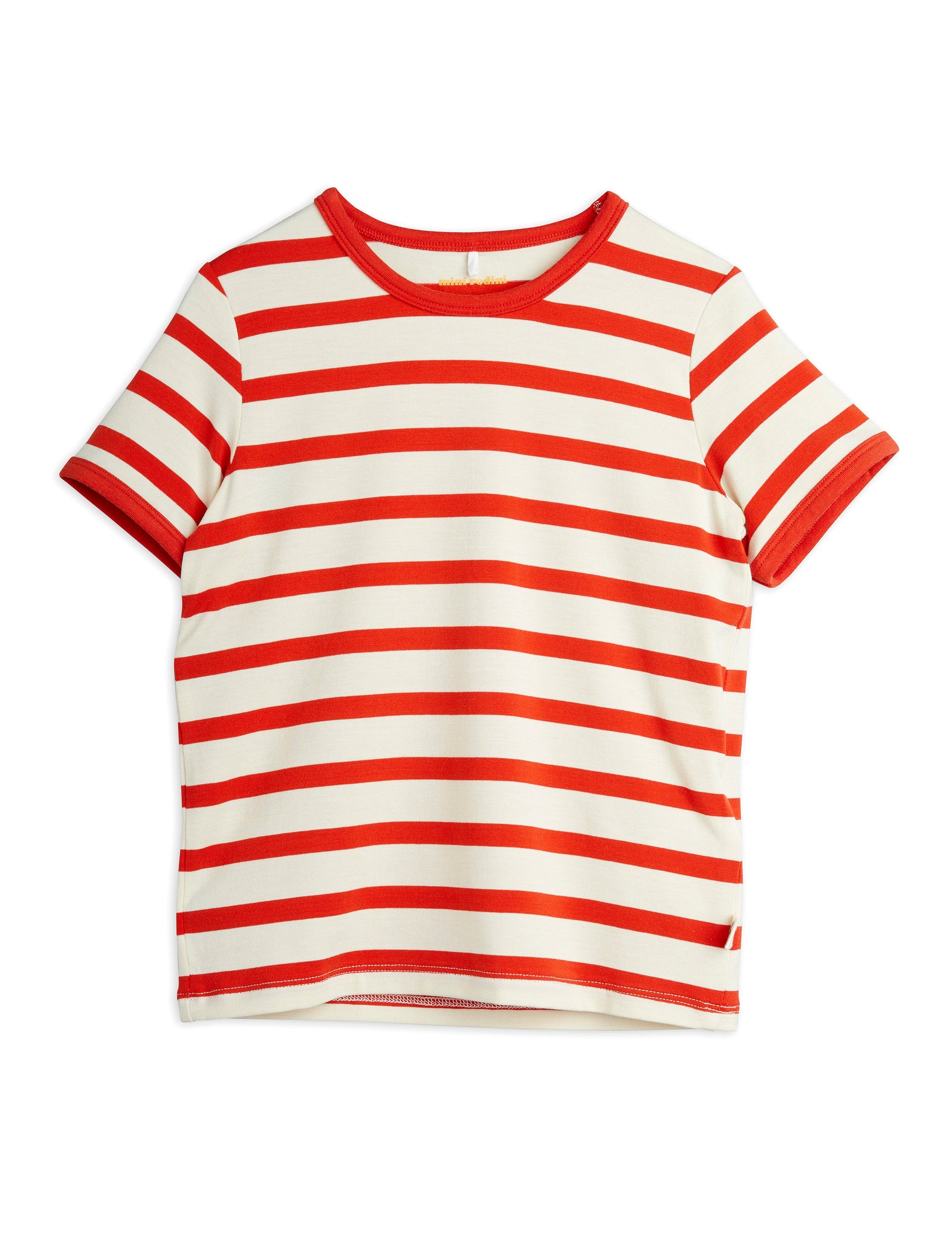 Mini Rodini Organic Cotton Stripe Short Sleeve Tee Red