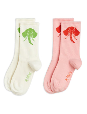 Mini Rodini Elephant Socks 2 Pack Pink